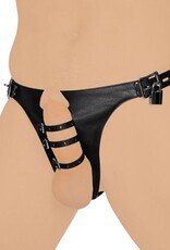 Strict Leather SEXY LEREN HARNASSTRING MET 3 PENISRIEMPJES