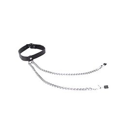 Easy Metal Halsband met tepelklemmen - Zwart