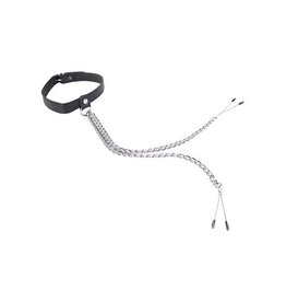 Easy Metal Halsband met tepelklemmen - Zwart