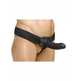 Strap U HOLLE VOORBIND DILDO MET ELASTISCHE BANDENZWART