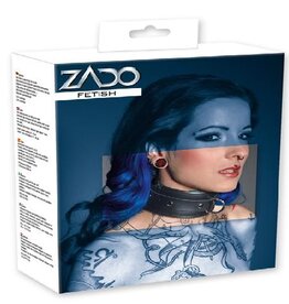 Zado LEREN HALSBAND MET RING ZWART