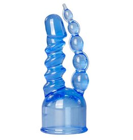 EasyToys - Wand Collection Blauw opzetstuk met penis en anaal bead