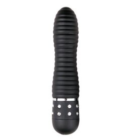 EasyToys Mini Vibe Collection Zwarte geribbelde vibrator met diamantjes