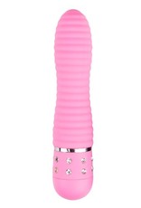 EasyToys Mini Vibe Collection Roze geribbelde mini vibrator met diamantjes