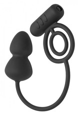 Master Series VIBRERENDE DUBBELE COCKRING MET BUTTPLUG