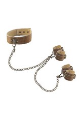 Ouch! Brown BROWN HALSBAND MET HANDEN ENKELBOEIEN