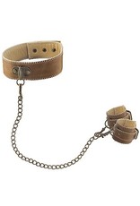 Ouch! Brown BROWN HALSBAND MET HANDBOEIEN