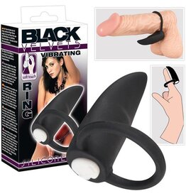 Black Velvets Zwarte Vinger vibrator / Vibrerende penisring