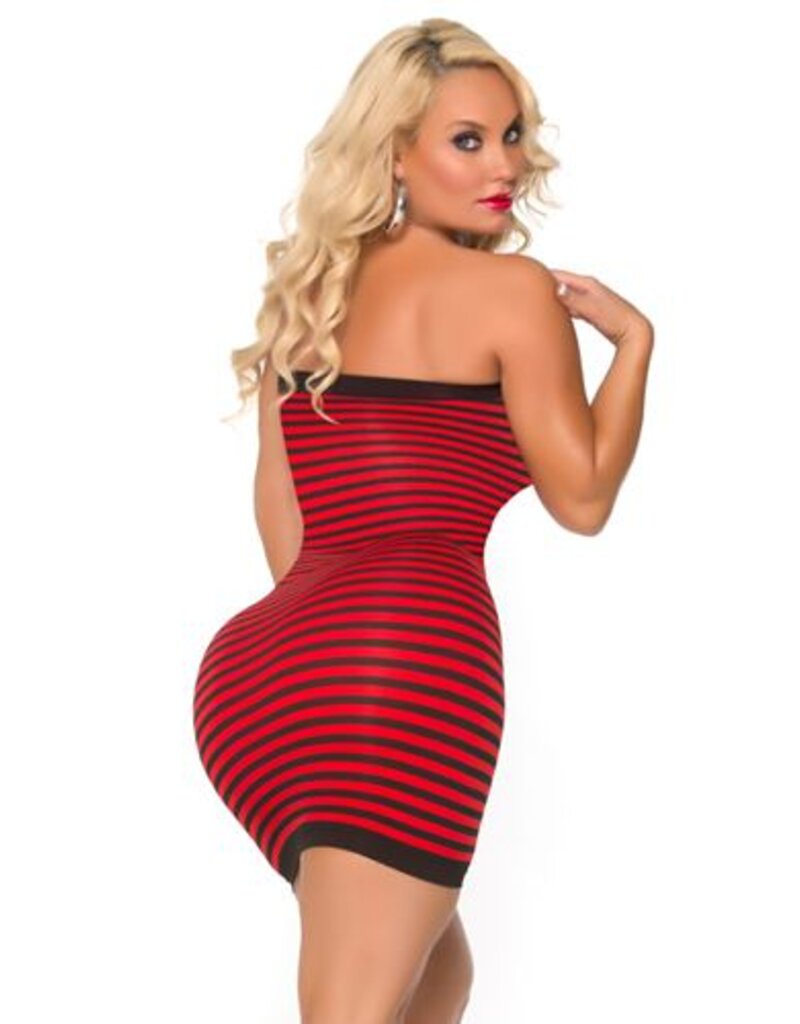 Cocolicious GESTREEPT JURKJE STRAPLESS ROOD/ ZWART