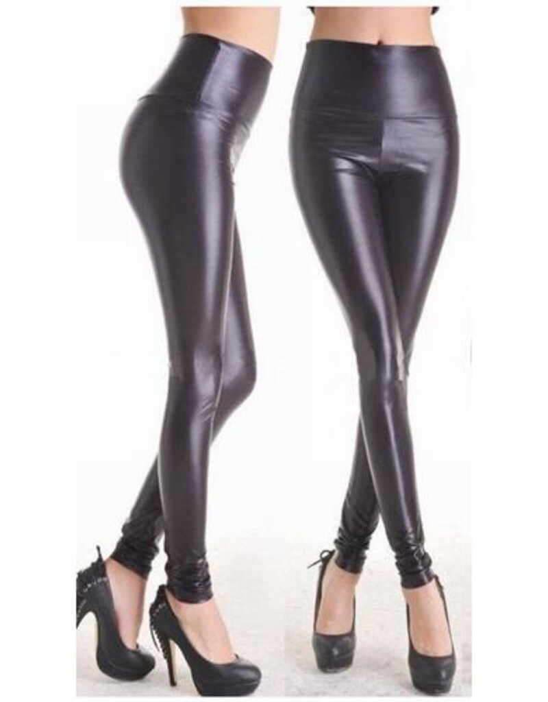 ZWARTE WETLOOK LEGGING