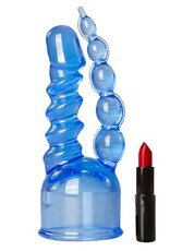 EasyToys - Wand Collection Blauw opzetstuk met penis en anaal bead