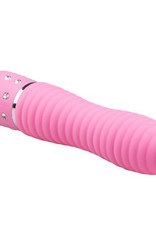 EasyToys Mini Vibe Collection Roze geribbelde mini vibrator met diamantjes