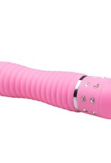 EasyToys Mini Vibe Collection Roze geribbelde mini vibrator met diamantjes