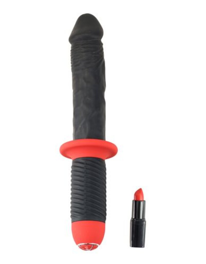 Menzstuff Vibrator dildo met handvat - Zwart/Rood