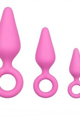 Anal Collection Roze buttplugs met trekring - setje