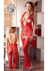 Mandy mystery Line Kanten Catsuit - Rood