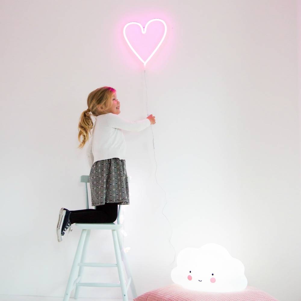 Kinder Wandlamp Neon Hart Roze Kunststof 29x30cm Wonenmetlefkids