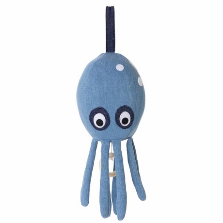 Ferm Living kids Muziekmobiel Octopus blauw katoen 30x12cm