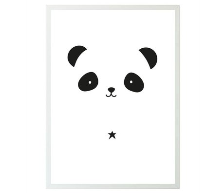Kinderposter Panda wit zwart papier 50x70cm wonenmetlefkids Kinderposter met tent, zwart wit