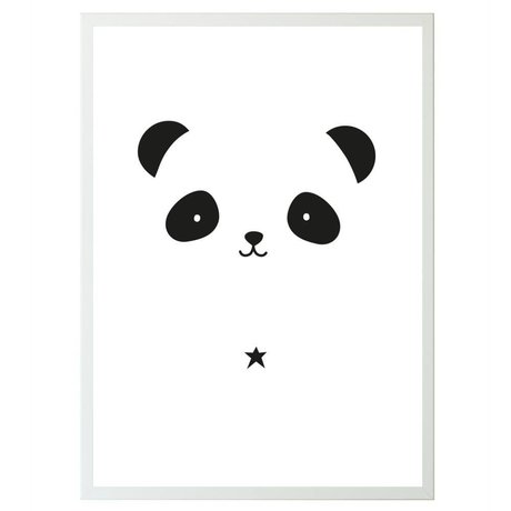 A Little Lovely Company Kinderposter Panda wit zwart papier 50x70cm