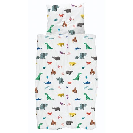 Snurk Beddengoed Dekbedovertrek Paper Zoo multicolour katoen 140x200/220cm + 60x70cm
