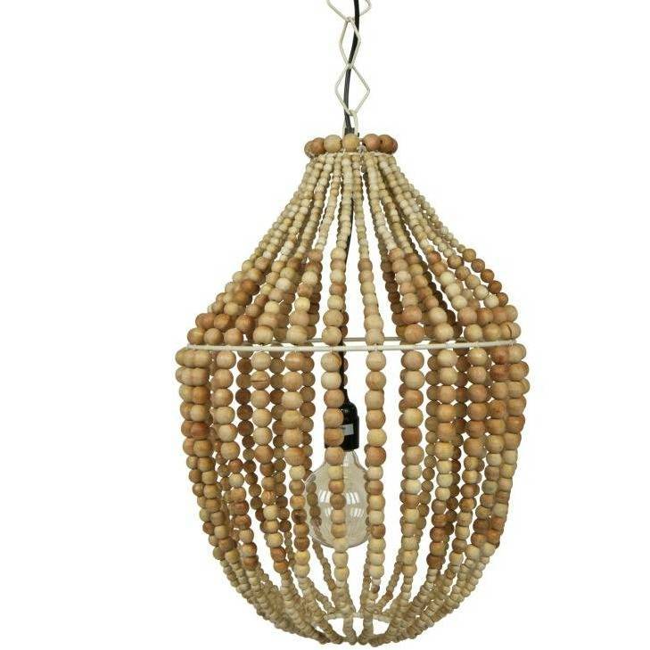 Ongebruikt Hanglamp Funale kroonluchter licht bruin hout L 54x∅42cm AE-13