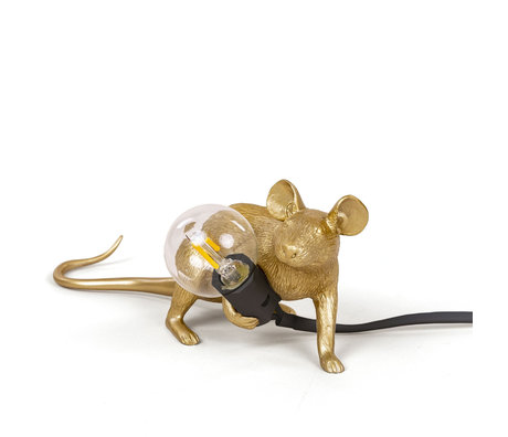Seletti Kindertafellamp Mouse goud kunststof 6,2x21x8,1cm