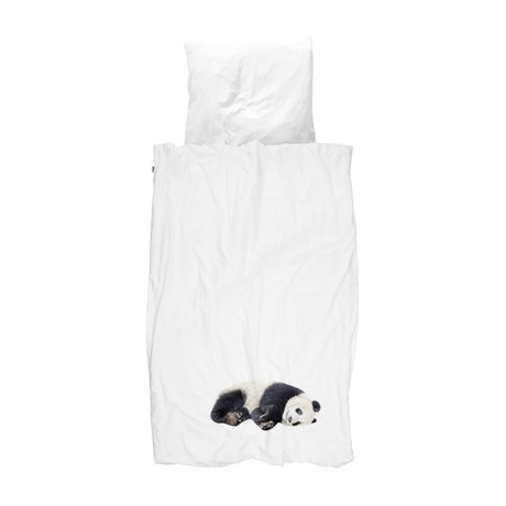 Snurk Beddengoed Kinderdekbedovertrek Lazy Panda zwart wit flanel 140x200/220cm