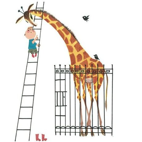 KEK Amsterdam Kinderbehang Giant Giraffe multicolour vliespapier 243,5x280cm