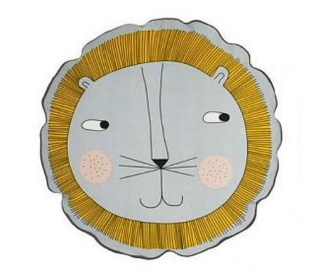 OYOY Kinderkussen Leeuw geel grijs katoen 50cm