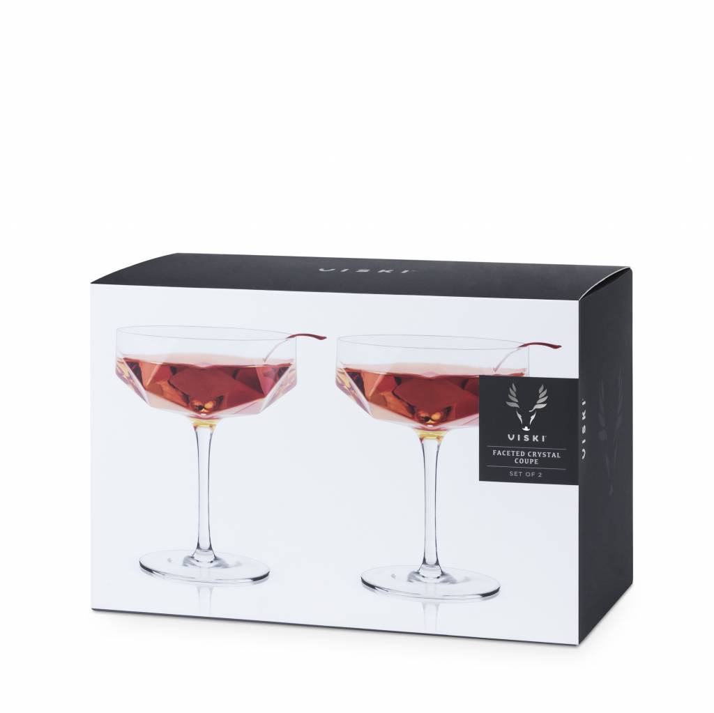 Viski Raye™ Faceted Crystal Coupes (Set of 2) by Viski