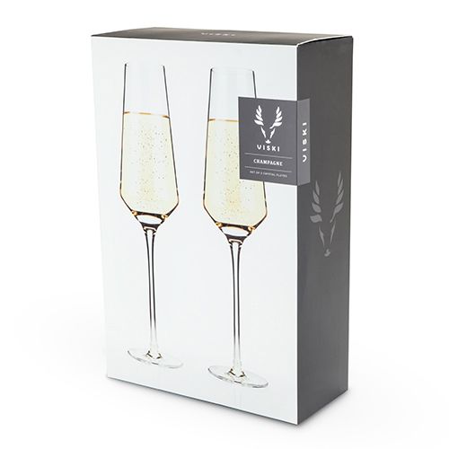 Viski Raye™ Crystal Champagne Flutes (Set of 2) by Viski