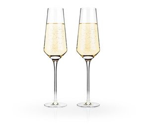 Raye Crystal Champagne Flutes (Set of 2) by Viski - Coaltrain Fine