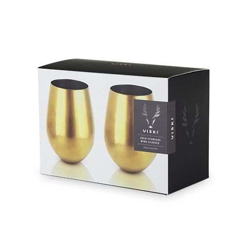 Viski Belmont™  Gold Stemless Wine Glasses (Set of 2)  by Viski