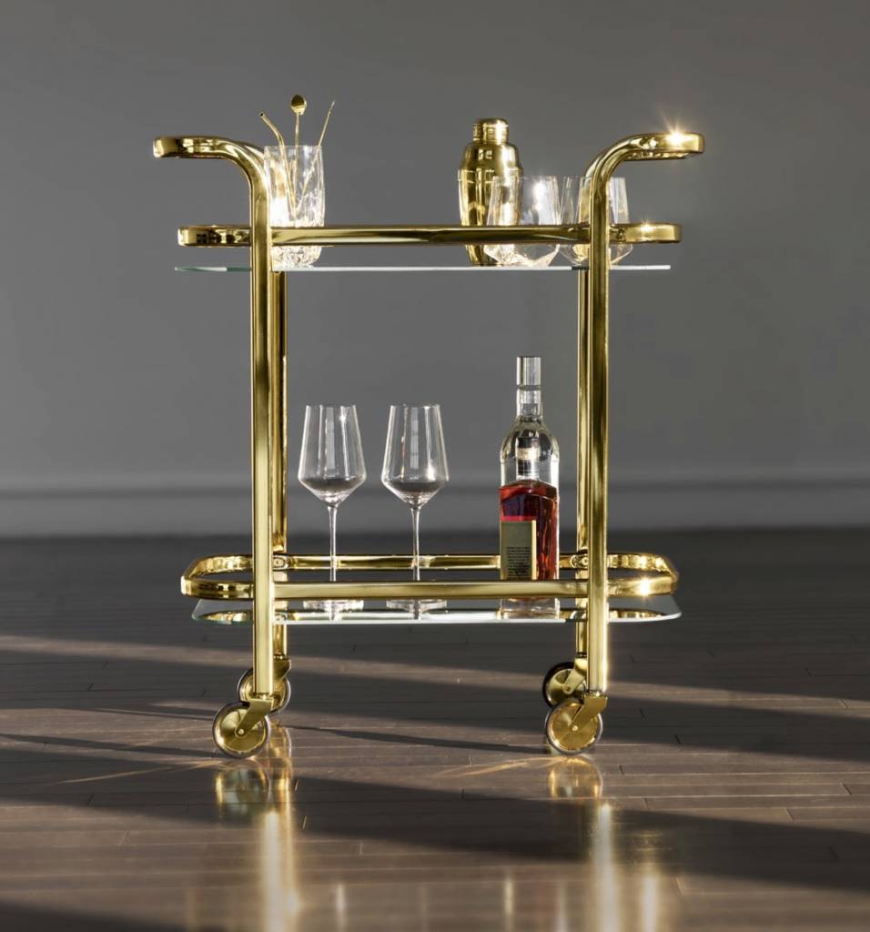 broeden Zaailing Interactie Belmont™ Gold Bar Cart by Viski - Wijnhandel Pandora's Bottle