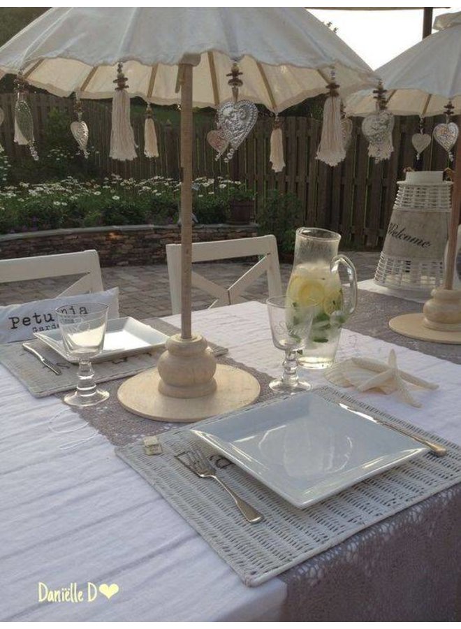 Ibiza beach white umbrella tablemodel