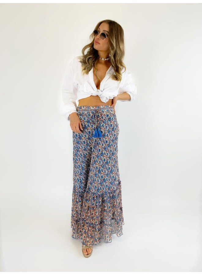 gemakkelijk te kwetsen Meevoelen Zonnig Boho Ibiza Gold en Silver rok- blue | MIRAZO - Mirazo