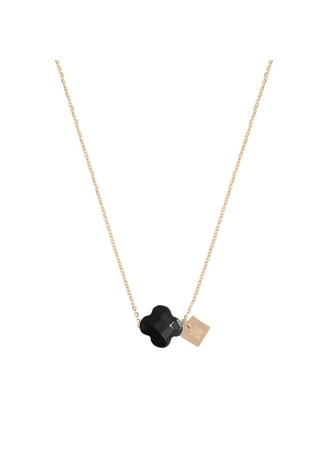 ZAG Bijoux ketting klavertje zwart goud