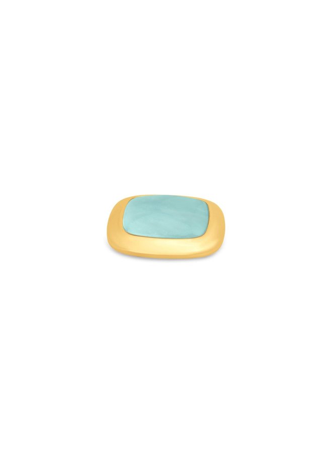 Melano Kosmic Gem Square steentje Amazonite 22 mm - gold