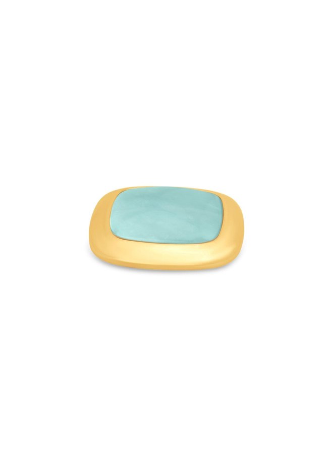 Melano Kosmic Gem Square steentje Amazonite 28 mm - gold