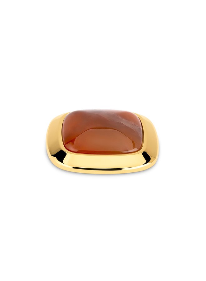 Melano Kosmic Gem Square steentje Striped Agate 28 mm - gold