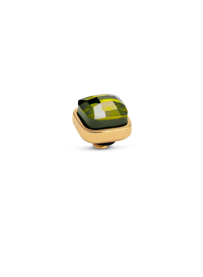 Melano Twisted Box steentje 8mm Olive - gold