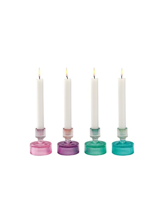 Giftcompany - Jacquard kaarsenhouders 4PCS - groen/blauw/roze/lila