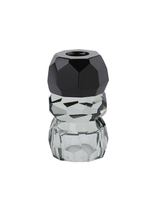 Giftcompany - Palisades kristal kaars/theelichthouder - grijs/zwart