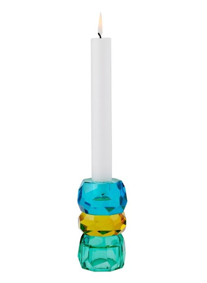 Giftcompany - Palisades kristal kaars/theelichthouder - blauw/geel/groen