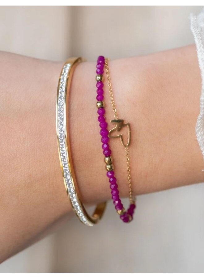 Mi Vida - Gouden armband met twee hartjes