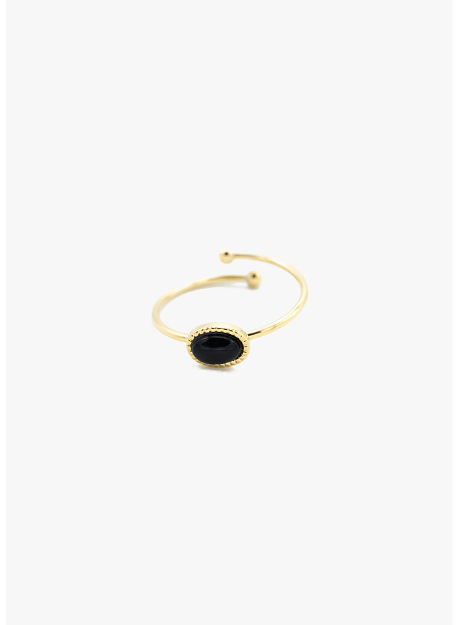 Mi-vida verstelbare  ring  met zwarte steen - Goud