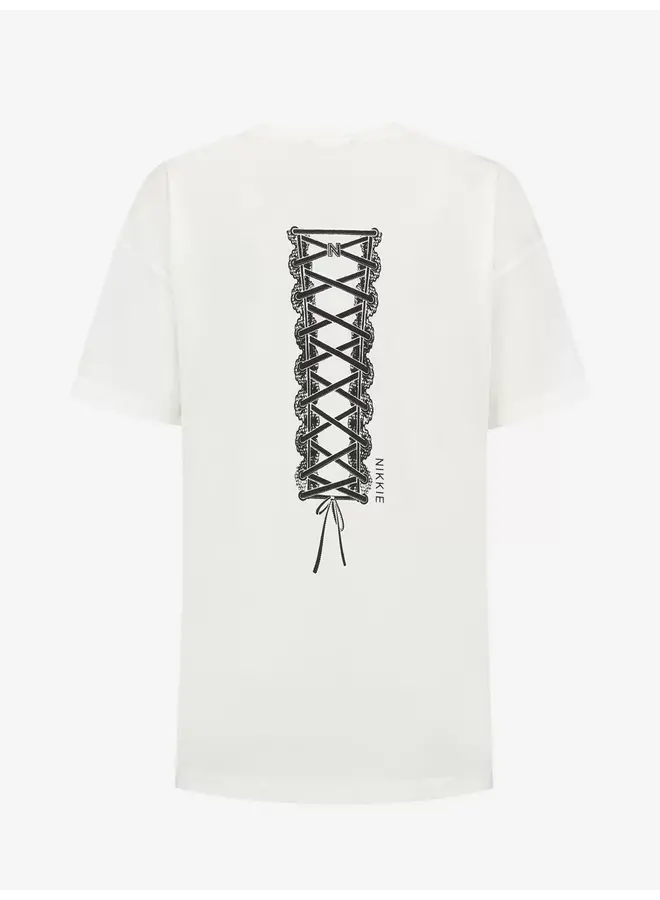Nikkie oversized Lace up T-shirt - star white