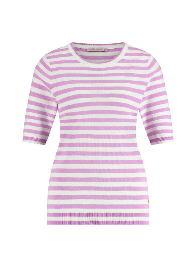 Studio Anneloes Luna stripe pullover - offwhite lila/pink