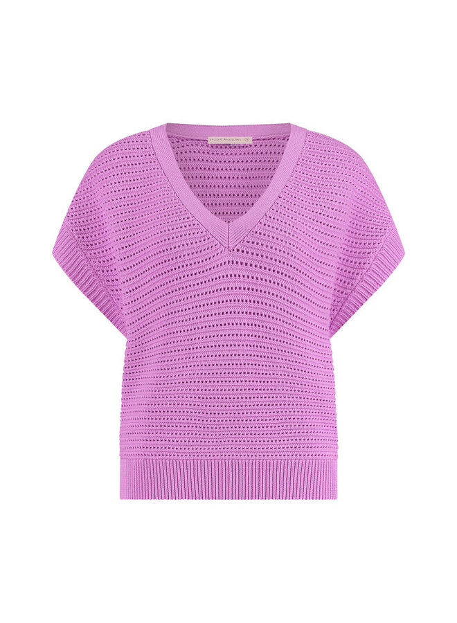Studio Anneloes Chiara V-neck crochet top - lila/pink